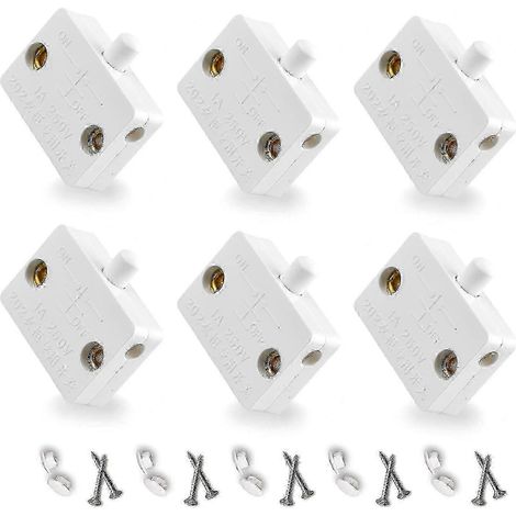 Interrupteur automatique à contact momentané pour porte de placard (lot de 6) - Blanc (1/5)