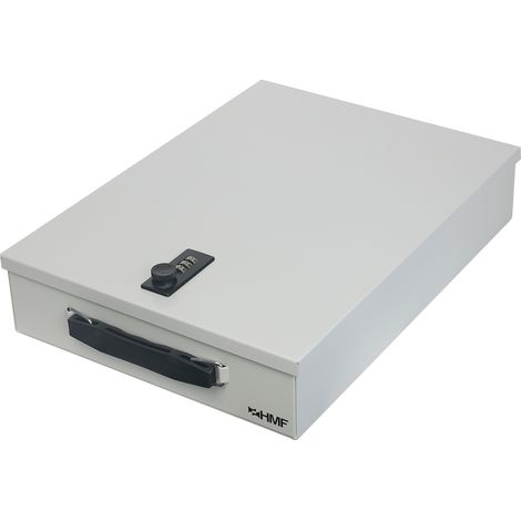 HMF 1413-07 Dokumentenkassette mit Zahlenschloss, Din A4, 37,5 x 26,5 x 8 cm, Lichtgrau (1/5)