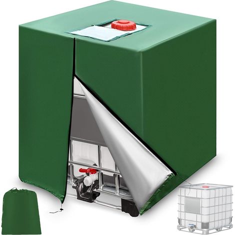 120x100x116cm Bâche pour Cuve 1000L, Couvercle Housse Protection 210D,Bache Anti-Poussière & Anti-UV, Accessoires Container Cuve avec Fermeture Éclair pour Recuperateur Eau Pluie, Réservoir IBC (Vert) (1/5)