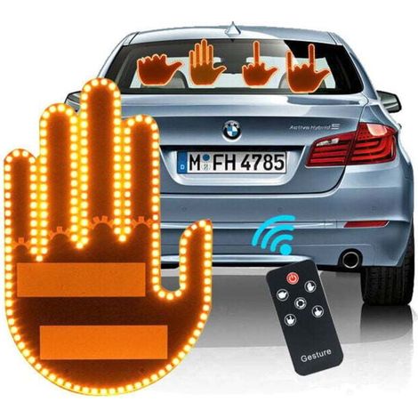 Fingergestenlicht mit Fernbedienung, Autofenster-Fingerlicht mit lustigem Schild, Finger-Autolicht, Autozubehör, Finger-Up-Handlicht (1/4)