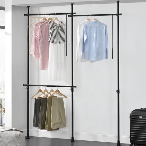 Teleskopgarderobe Kemi mit 3 Garderobenstangen 150 - 230 cm [en.casa]