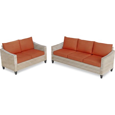 Conjunto de Sofas 3+2 Sanstar en Ratan PE. Muebles de Jardin y Terraza, Naranja