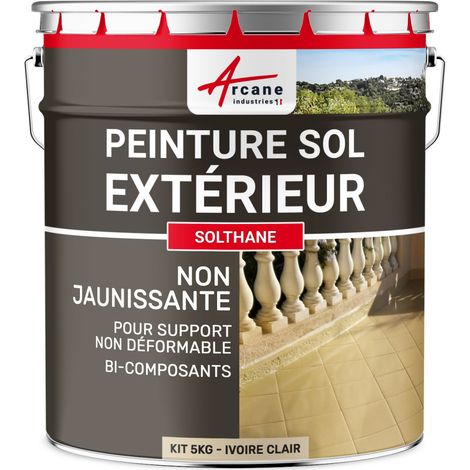 Peinture pour sol extérieur et intérieur, pour béton, haute résistance, non jaunissante : Solthane - 5 kg Ivoire Clair - RAL 1015 - ARCANE INDUSTRIES