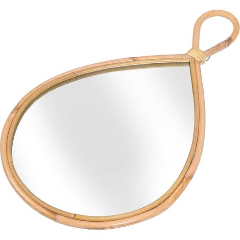 Miroir Tissé Mural Décoratif en Rotin Naturel 28 Cm à Suspendre Artisanale pour Salon Chambre Bureau Décoration Murale Scandinave (1/5)
