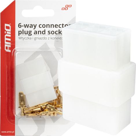 Conector eléctrico tipo cubo con enchufe de 6 pines + conectores amio-03515 (1/4)