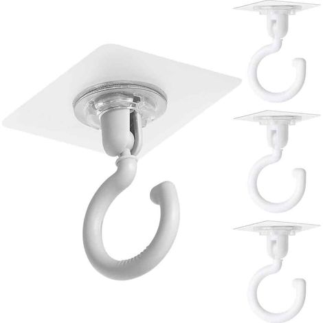 Crochets Adhésifs Plafond - Transparents Sans Perçage Étanches Pour Salle De Bain Cuisine Bureau - Lot De 4 (1/5)