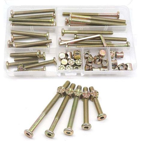 Kit de vis et écrous pour cadre de lit, pièces de berceau, jeu de 25 vis pour lit superposé M6-1x40mm/ 50mm/ 60mm/ 70mm/ 80mm / 80mm/Kit de meubles-DOU