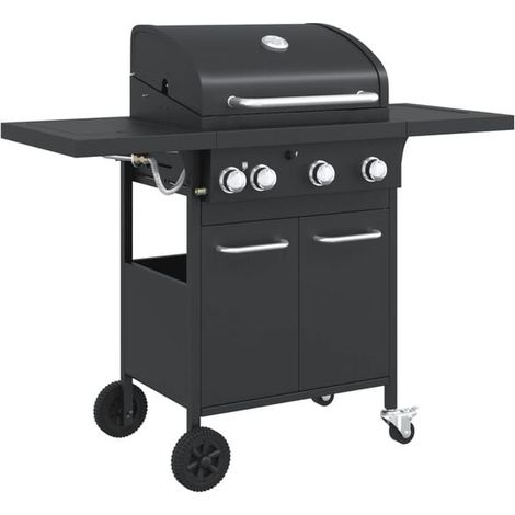 Barbecue à gaz à 4 brûleurs, acier revêtu de poudre noire (1/5)