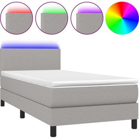 Maison Exclusive - Cama box spring con colchón tela y LED gris cl (1/5)