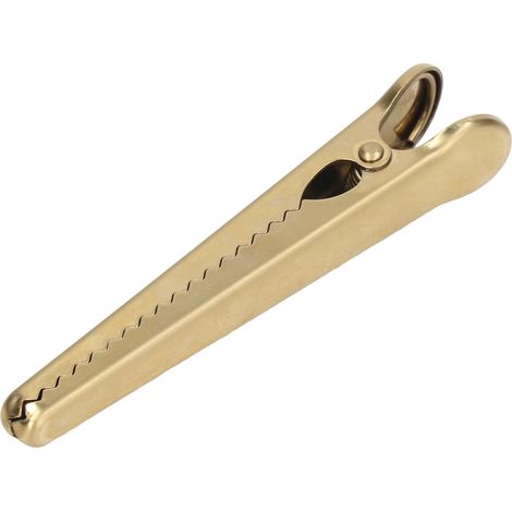 Pince à sceller, 11,6 cm de long, poignée confortable, conception robuste, structure dentelée intégrée, outil de cuisine, doré. (1/5)
