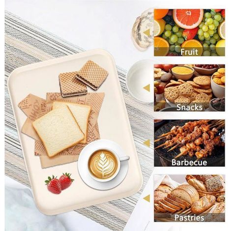 Lot de 2 Plateau de Service rectangulaire Beige Plateau Repas en Plastique 31 x 22 x 1 5 cm Beige (1/5)