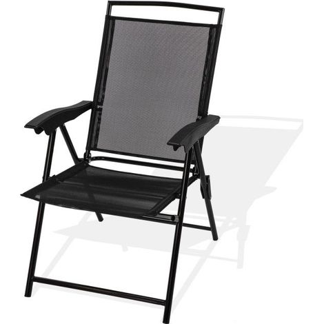 Chaise pliante 'Long Beach' de couleur noire