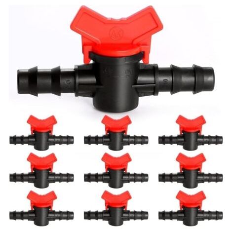 10 Pices 16mm Vanne Commutation d\'Irrigation, Irrigation Pipe Valve Switch, Robinet Jardin en Plastique PE, Robinet Barbel Double Mle, pour L\'irrigation des Pelouses de Jardin (1/5)