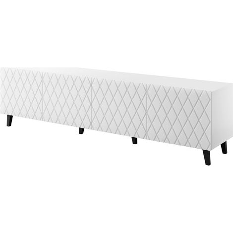 LOCO 200 cm 4D mobile TV a quattro ante in pannello MDF con frontale fresato in bianco opaco
