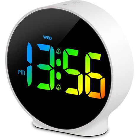Horloge électronique numérique, réveil lumineux, horloge murale LED multifonctionnelle à double mode alimentée par piles (1/5)