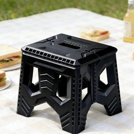 Folding Step Stool, 26.4 cm, Up to 125 kg, Multi-purpose Folding Stool, for Home, Kitchen, Bathroom (White) (1/5)