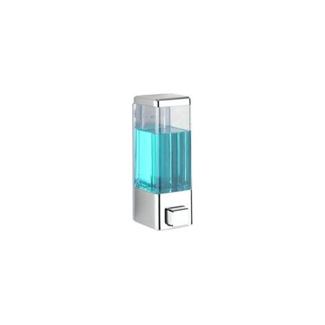 Dispensador de jabón cromado 480 ml de pared automático de plástico de diseño moderno para baño, dispensador de desinfectante y jabón transparente sin taladrar y fácil de limpiar (1/5)