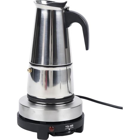 Caffettiera italiana, 6 tazze, in acciaio inox, con funzione espresso, piano cottura elettrico, sicura, finitura argento, 220V, 300ml