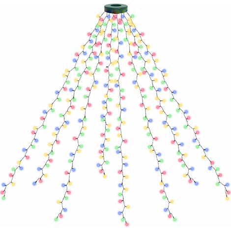Guirlande lumineuse de Noël colorée, 2 mètres, 320 LED, 16 bandes, étanche, minuterie, mémoire, avec prise UE, [Classe énergétique G]