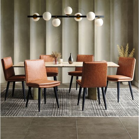 Esszimmerstühle 6er-Set aus PU mit doppelt gepolstertem Sitz, braun OKMYHOME (1/5)