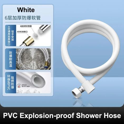 (Argent, 400 cm) Tuyau de douche à main en PVC, universel, flexible et anti-nœuds. (1/5)