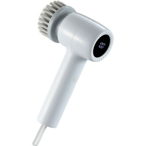 Brosse à récurer électrique sans fil, portable et multifonctionnel pour salle de bain, cuisine, brosse de nettoyage à main, outils de nettoyage pour baignoire, fenêtre, vaisselle, tapis, douche,gris (1/4)