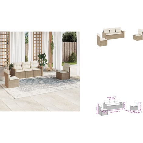 Salon de jardin avec coussins 5 pcs beige résine tressée - Salon De Jardin - Mobilier De Jardin - Salon Extérieur - Ensemble Canapé Jardin - Canapé D'extérieur (1/3)