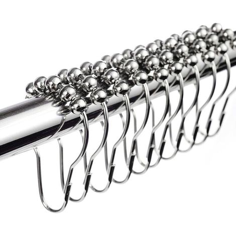 Lot de 48 anneaux de rideau de douche en acier inoxydable avec système coulissant, 70 x 40 mm (1/4)