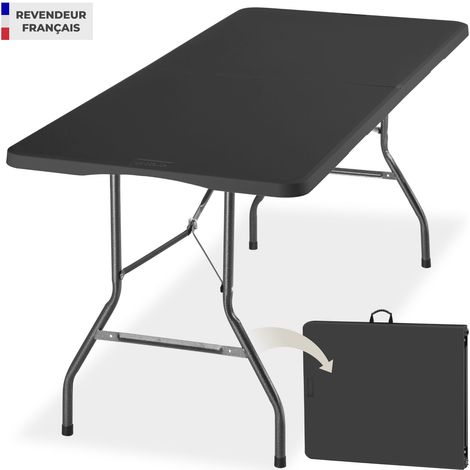 Table camping, résistante intempéries, gris anthracite 180x70x74cm (1/5)