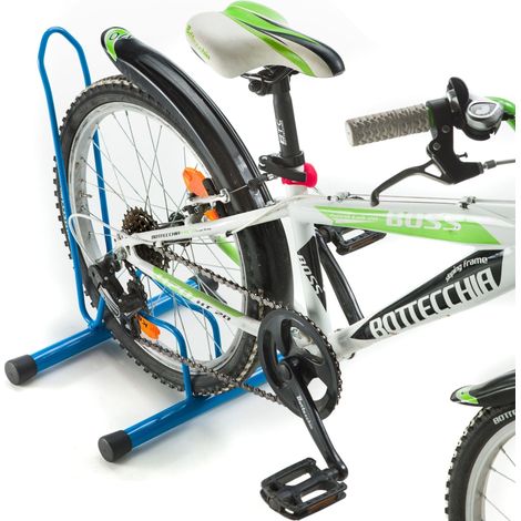 ANDRYS - Porta Biciclette per Bambini dai 3 ai 10 Aanni, con Piedistallo, 1 Posto, 38.5 x 29 x 50 cm, Colore Blu - Colore: Blu - Posti: 1 - Finitura: Verniciato