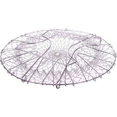 2pcs Panier à salade, Acier inoxydable, Pliable, Diamètre 23,5cm, Hauteur 9,5cm, Cuisson et égouttage (1/3)