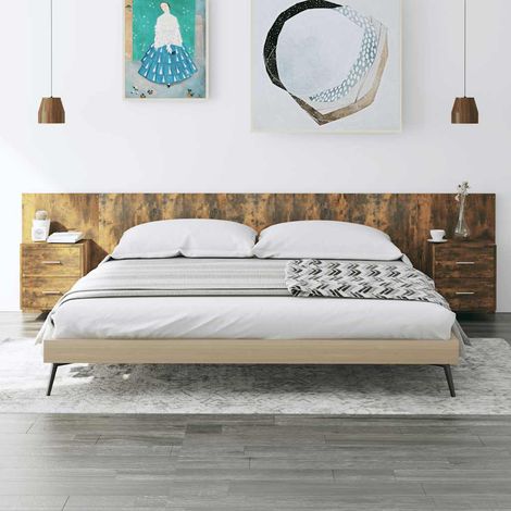 Tête de lit Contemporain Pour Lit adulte avec armoires Chêne fumé Bois d'ingénierie 53785 (1/5)