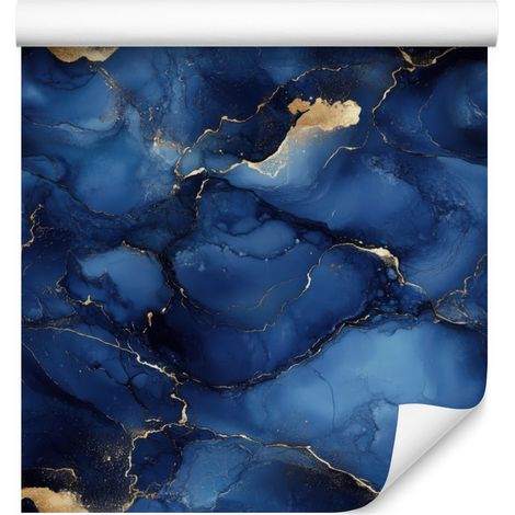 Tapete „Tinte“ in Marineblau, Schwarz und Gold, 50 x 1000 cm (1/5)
