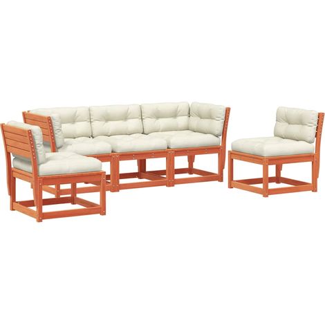 Maison Exclusive - Set de sofás jardín 5 pzas con cojines madera (1/5)