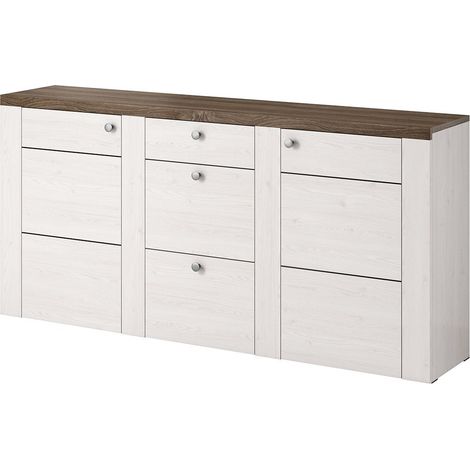 Buffet diseño 175cm para salón color blanco efecto madera y roble colección SANTIAGO.