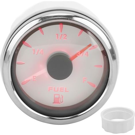 Jauge de niveau de carburant 52MM 0-190Ω, compteur de réservoir avec rétroéclairage 7 couleurs pour voiture bateau RV YachtWhite (1/5)