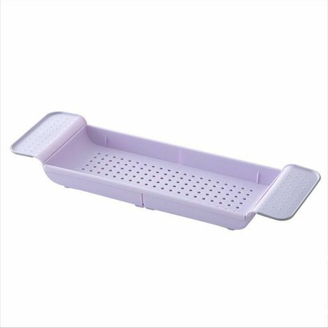 Réglable Baignoire Rack Plateau Caddy Etagere Douche Baignoire Salle De Bains De Stockage Cuisine Drain Rack rose