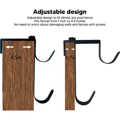 Porte-pôle de piscine ajustable en métal 2 pièces, crochet de suspension pour tuyaux et accessoires de nettoyage (1/5)