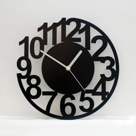 Horloge murale tendance, horloge numérique artistique, horloge murale style salon [créative] grande horloge murale silencieuse [moderne] horloge décorative simple - noire 35,5 cm (1/3)