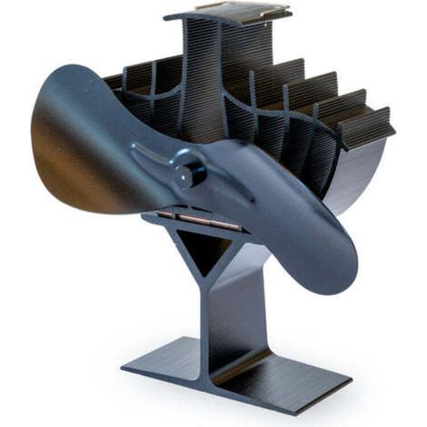 Ventilateur de poêle à bois 21 cm – Double puce thermique sans électricité – Débit d'air 248 m³/h – Gant anti-chaleur et thermomètre offerts (1/5)