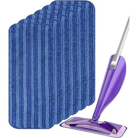 6Packs Lingettes Reutilisable pour 30x14cm,Microfibre Mop Remplacement Tampon Vadrouille réutilisable pour frotter sols (1/4)