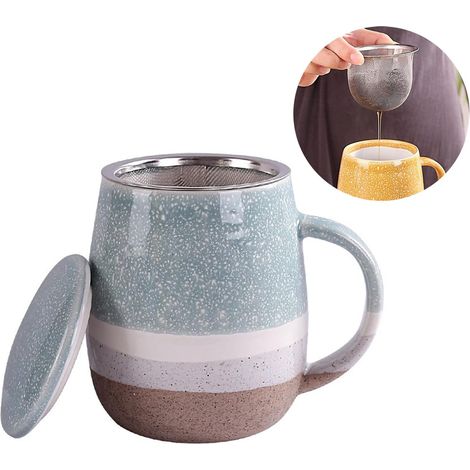 1 Tasse à thé, Infuseur, Couvercle, Céramique 400ml, Usage quotidien, Maison, Bureau