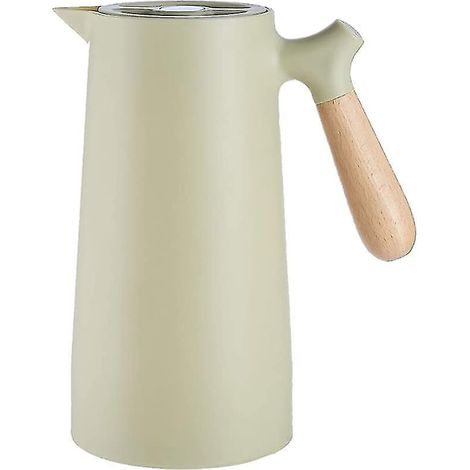 Bouilloire isotherme à double paroi en verre avec poignée en bois - 1000 ml Verte (1/4)