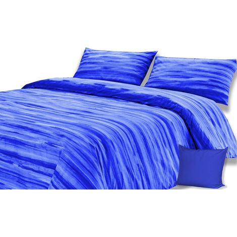 COPRIPIUMINO in Puro cotone dis. VERONA con Cuscino ARREDO Blu 1 PIAZZA