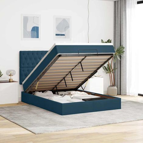 Teenpull – Ottoman-Bett mit Matratzen Dunkelblau 140x190 cm Samt (1/5)