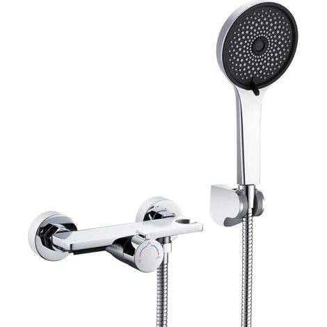 Auralum Max cascada bañera set de ducha con 5 funciones ducha de mano, grifo de bañera cromado, sistema de ducha set de ducha para bañera y baño (1/5)