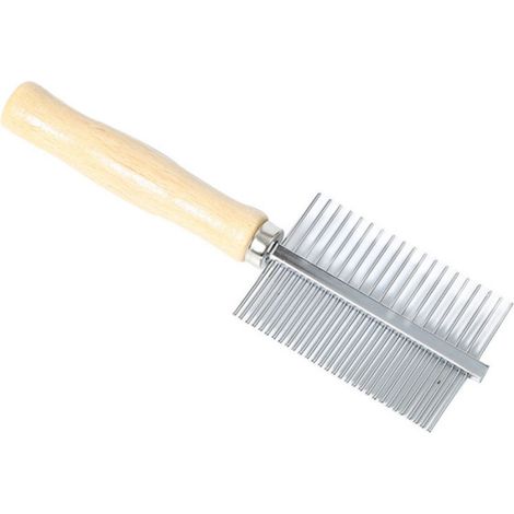 Peigne pour chat à manche en bois, peigne à dents simples, peigne à dents doubles, peigne à dents hautes et basses. (1/5)