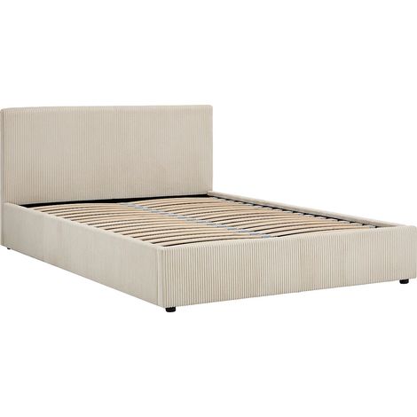 Letto con contenitore 140 x 200 cm Velluto a coste Crema - VALME (1/5)