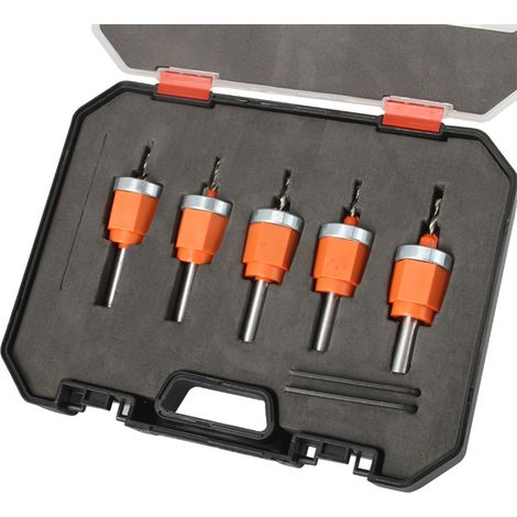 Lot de 5 forets à ébavurer 8mm acier robuste pour perçage bois PVC, avec roulements, coffret rangement (1/5)
