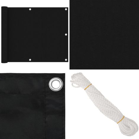 Balkon-Sichtschutz Schwarz 75x400 cm Oxford-Gewebe - Balkon Sichtschutz - Windschutz - Wasserfest - UV Schutz - Oxford Gewebe - Home & Living (1/5)